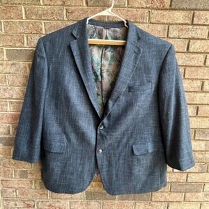 Oak Hill Crosshatch Blazer Sport‎ Coat Two Button Blue Floral Lined Jacket 3XL